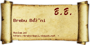 Brebu Béni névjegykártya